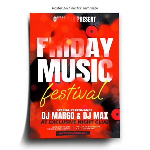 Sexta Feira Music Festival Poster Template —  Vetores de Stock