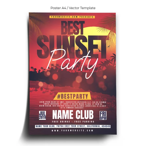 Sunset Party Poster Şablonu