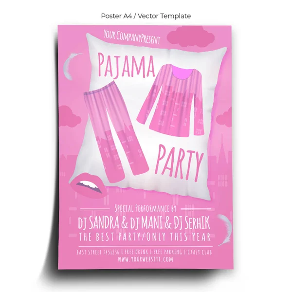 Pajama Party Poster Template — Stock Vector