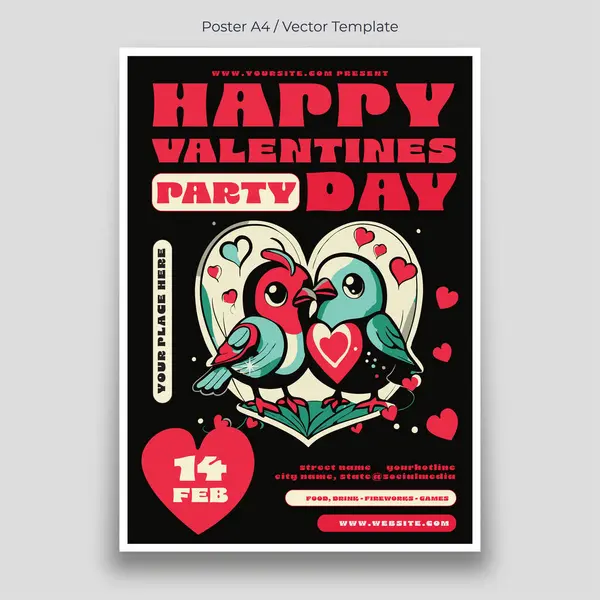 stock vector Happy Valentines Party Day Poster Template