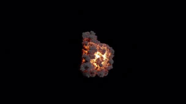 Ground Fire Smoke Explosion Geïsoleerd Zwarte Achtergrond Met Alpha Channel — Stockvideo