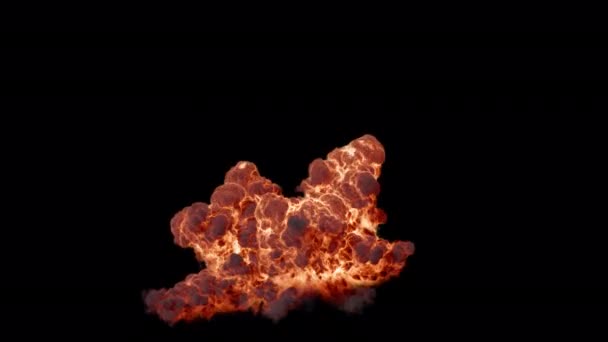 Fuego Tierra Explosión Humo Aislados Sobre Fondo Negro Con Canal — Vídeo de stock