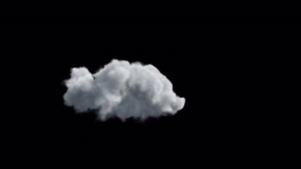 Белое Облако Изолированное Времени Черном Фоне Альфа Каналом — стоковое видео