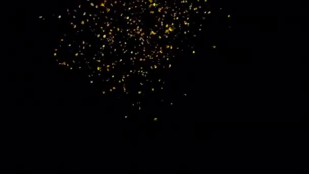 Wybuchy Gold Confetti Blast Kanałem Alpha — Wideo stockowe