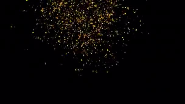 Gold Confetti Výbuchy Alfa Kanálem — Stock video