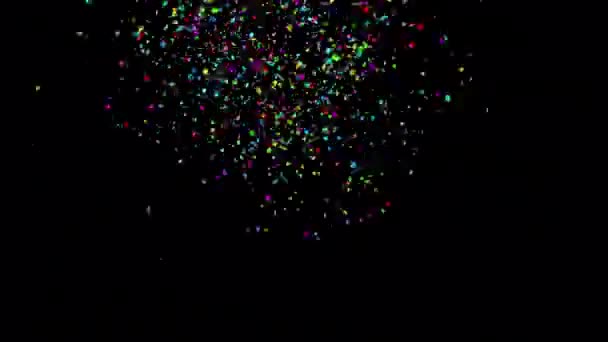 Mix Multi Color Esplosioni Esplosione Confetti Con Canale Alfa — Video Stock