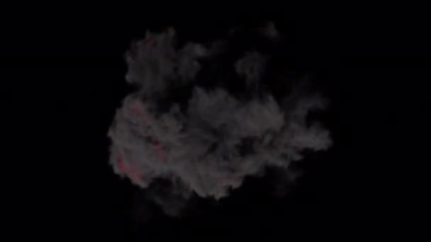 Isolated Ground Fire Smoke Explosion Top View Alpha Channel — Stock Video