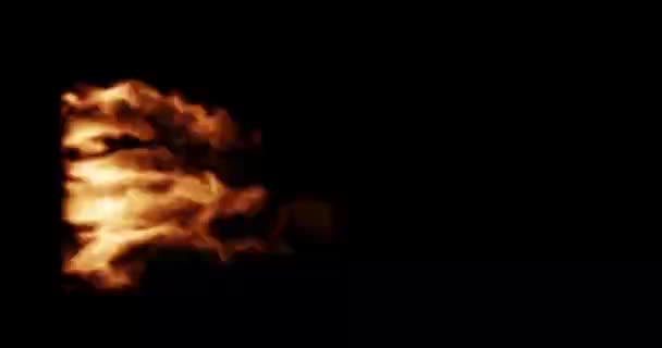 通道的黑色背景上孤立燃烧的火焰无缝环路覆盖 — 图库视频影像