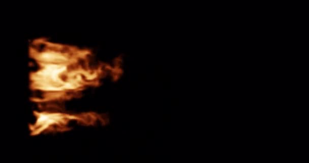 Odizolowana Ognista Pokrywa Płomienia Czarnym Tle Kanałem Alfa — Wideo stockowe