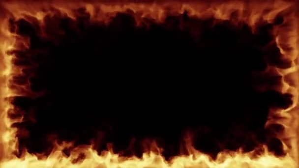 Brandrahmen Brennt Isoliert Auf Schwarzem Hintergrund — Stockvideo