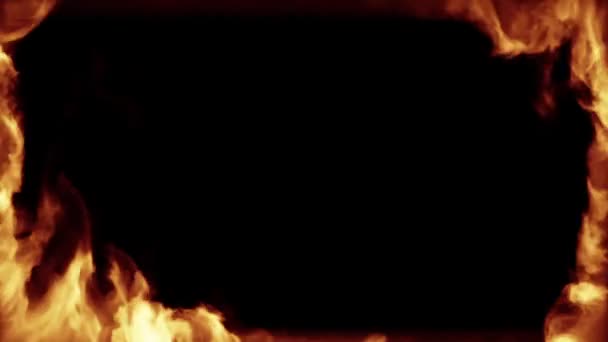 Feuerrahmen Wirbelnd Brennend Isolierte Überlagerung Auf Schwarzem Hintergrund — Stockvideo