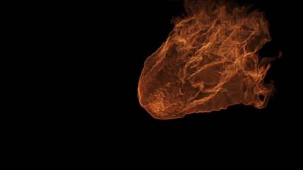 黒の背景に火の炎の投げ孤立オーバーレイ — ストック動画