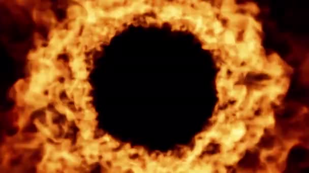 Ognista Rama Spalająca Izolowane Nakładki Czarne Tło Kanałem Alfa — Wideo stockowe
