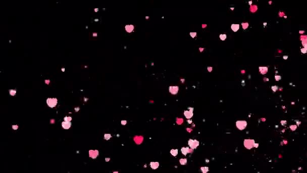 Romantikus Rózsaszín Szívrészecskék Átmenet Alfa Háttér — Stock videók