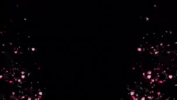 Alfa Arka Planında Romantik Pembe Kalp Parçacıkları Geçiş — Stok video
