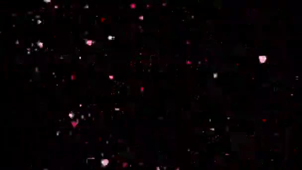 Romantische Rosa Herzpartikel Auf Alpha Hintergrund — Stockvideo