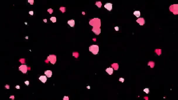 Романтичний Перехід Частинок Рожевого Серця Альфа Фоні — стокове відео