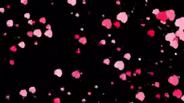 Romantické Růžové Srdce Částice Přechod Alfa Pozadí — Stock video