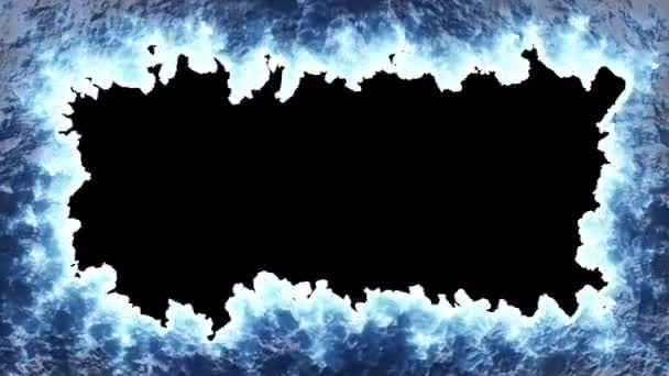 Abstraktes Blaues Eis Glühender Rand Übergang Auf Alpha Hintergrund — Stockvideo