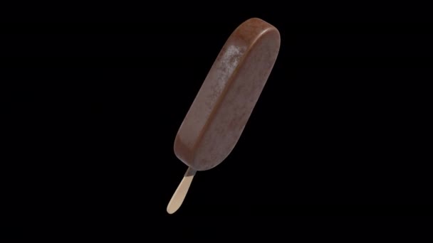 Chocolate Ice Cream Stick Bar Rotating Loop Alpha Background — стокове відео