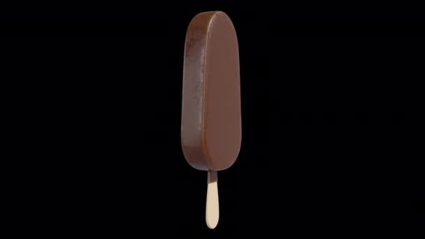 Boucle Rotative Barre Bâton Crème Glacée Chocolat Sur Fond Alpha — Video