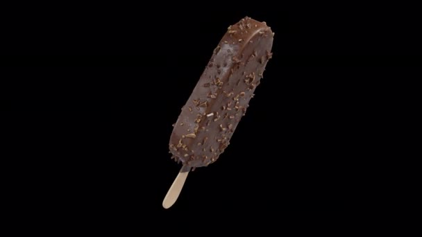 Cioccolato Mandorle Gelato Bastone Bar Loop Rotante Sfondo Alfa — Video Stock