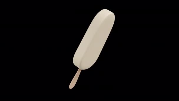 Vanille Ice Cream Stick Bar Roterende Lus Alpha Achtergrond — Stockvideo