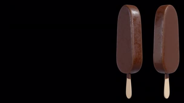 阿尔法背景下巧克力冰淇淋棒旋转过渡 — 图库视频影像