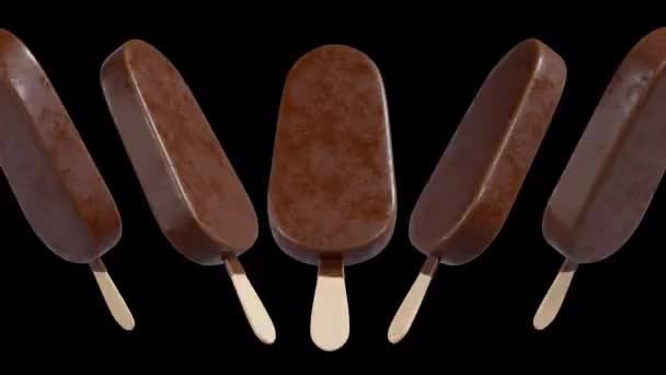 Chocolate Ice Cream Stick Bar Rotationsschleife Auf Alpha Hintergrund — Stockvideo