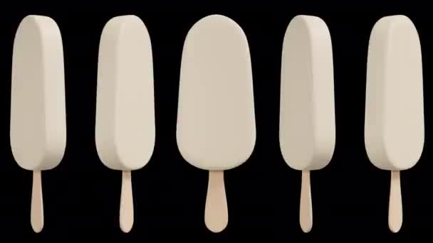 香草冰淇淋棒在阿尔法背景下的旋转圈 — 图库视频影像