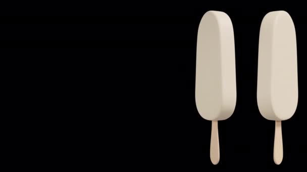 香草冰淇淋棒在阿尔法背景下的旋转过渡 — 图库视频影像