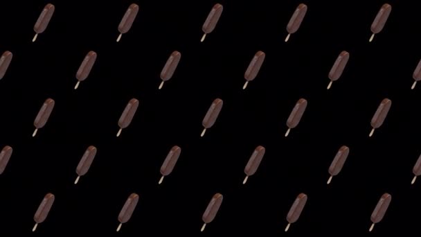 Schokoladeneis Stick Muster Rotierende Schleife Auf Alpha Hintergrund — Stockvideo