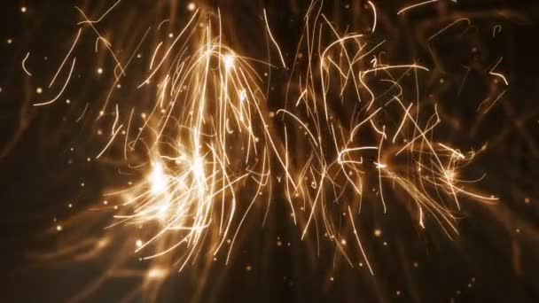 Abstract Golden Particle Line Glowing Black Background — Stock Video