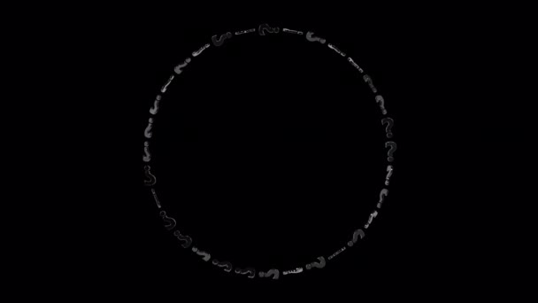 Black Question Mark Circle Frame Geïsoleerde Lus Alpha Achtergrond — Stockvideo
