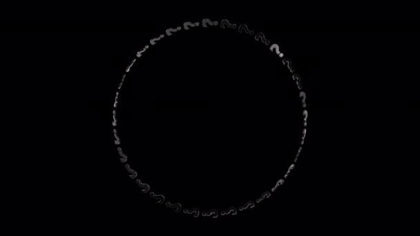 ブラック クエスチョン マーク サークル フレームアルファ背景に孤立ループ — ストック動画
