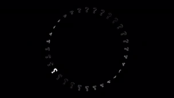 Black Question Mark Circle Frame Isolierte Schleife Auf Alpha Hintergrund — Stockvideo