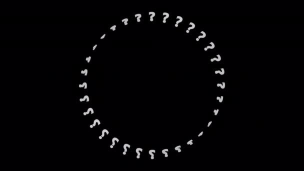 ホワイトクエスチョンマーク丸枠アルファ背景に孤立ループ — ストック動画