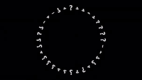 ホワイトクエスチョンマーク丸枠アルファ背景に孤立ループ — ストック動画