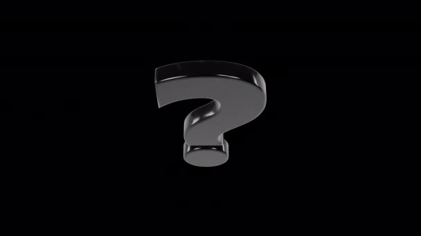 Rotating Black Question Mark Loop Isolated Alpha Background — Stock Video