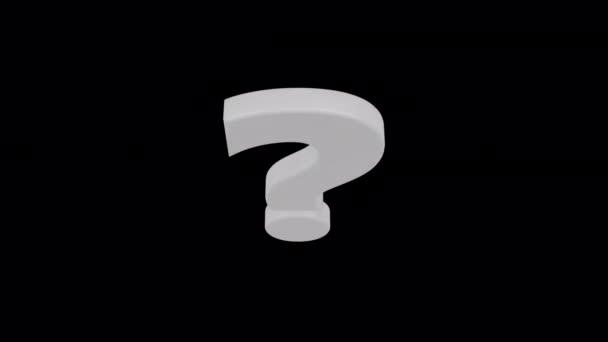 Rotating White Question Mark Loop Geïsoleerd Alfa Achtergrond — Stockvideo