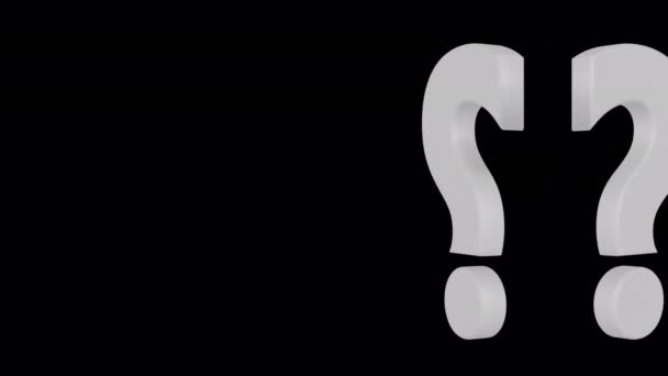 Обертається Білий Знак Питання Перехід Ізольована Петля Альфа Фоні — стокове відео
