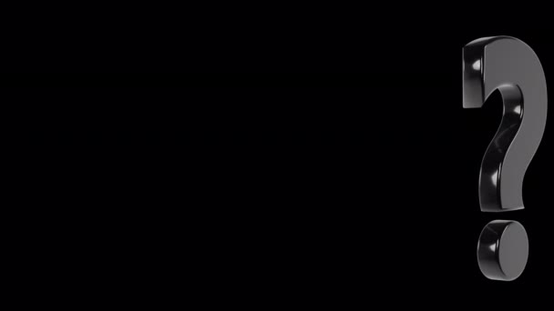 黒のクエスチョンマークループの回転アルファ背景に独立したループ — ストック動画