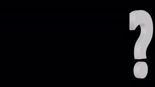 ホワイト クエスチョンの回転マークの遷移アルファ バックグラウンドでの絶縁ループ — ストック動画