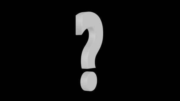 Rotating White Question Mark Loop Geïsoleerde Lus Alpha Achtergrond — Stockvideo