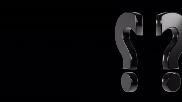 Rotating Black Question Mark Transition Geïsoleerde Lus Alpha Achtergrond — Stockvideo
