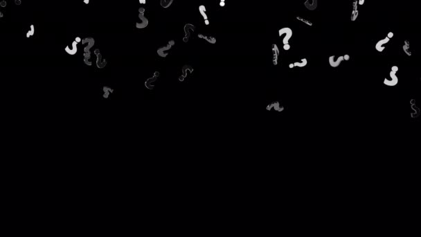 Falling Black White Question Mark Isolated Alpha Background — Stock Video