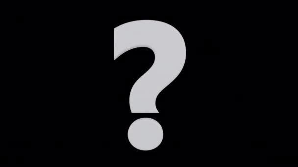 Вибуховий Чорний Знак Питання Ізольовано Альфа Фоні — стокове відео