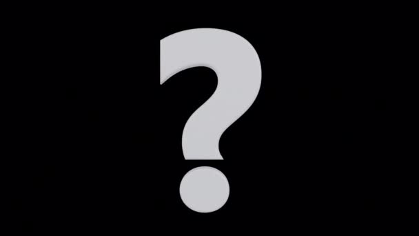ブラスト黒と白の質問マークアルファ背景に隔離 — ストック動画