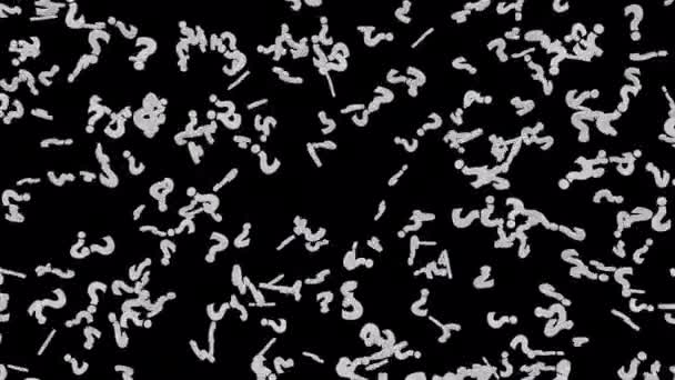 フローティングホワイトクエスチョンマークアルファ背景に孤立ループ — ストック動画