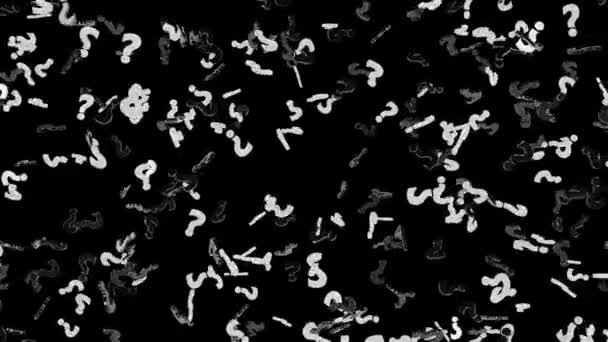 浮動小数点黒と白のクエスチョンマークアルファ背景に孤立ループ — ストック動画